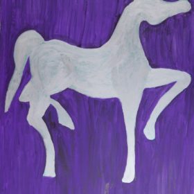 Silver Horse on Purple