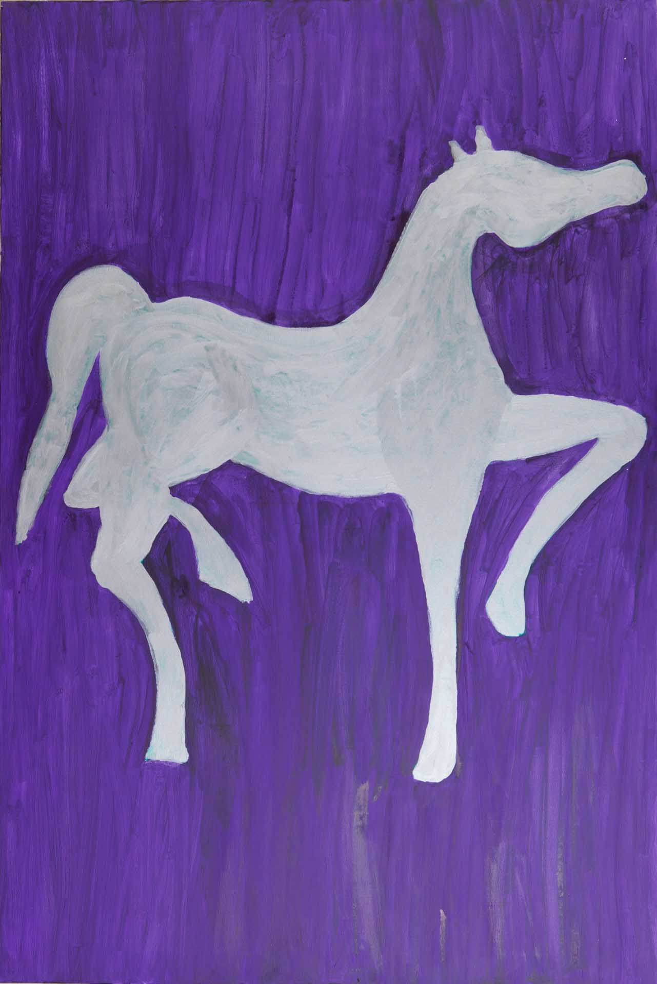 Silver Horse on Purple